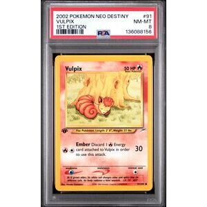PSA 8 NM-MT Vulpix 91/105 Pokémon 2002 Neo Destiny Uncommon Non Holo Card